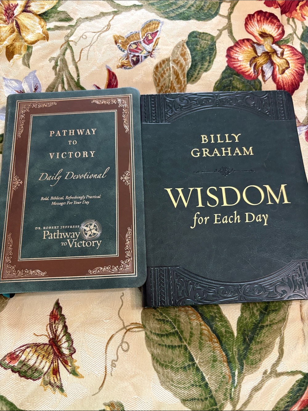 Two daily devotional books.  Faux leather bound. Not used.